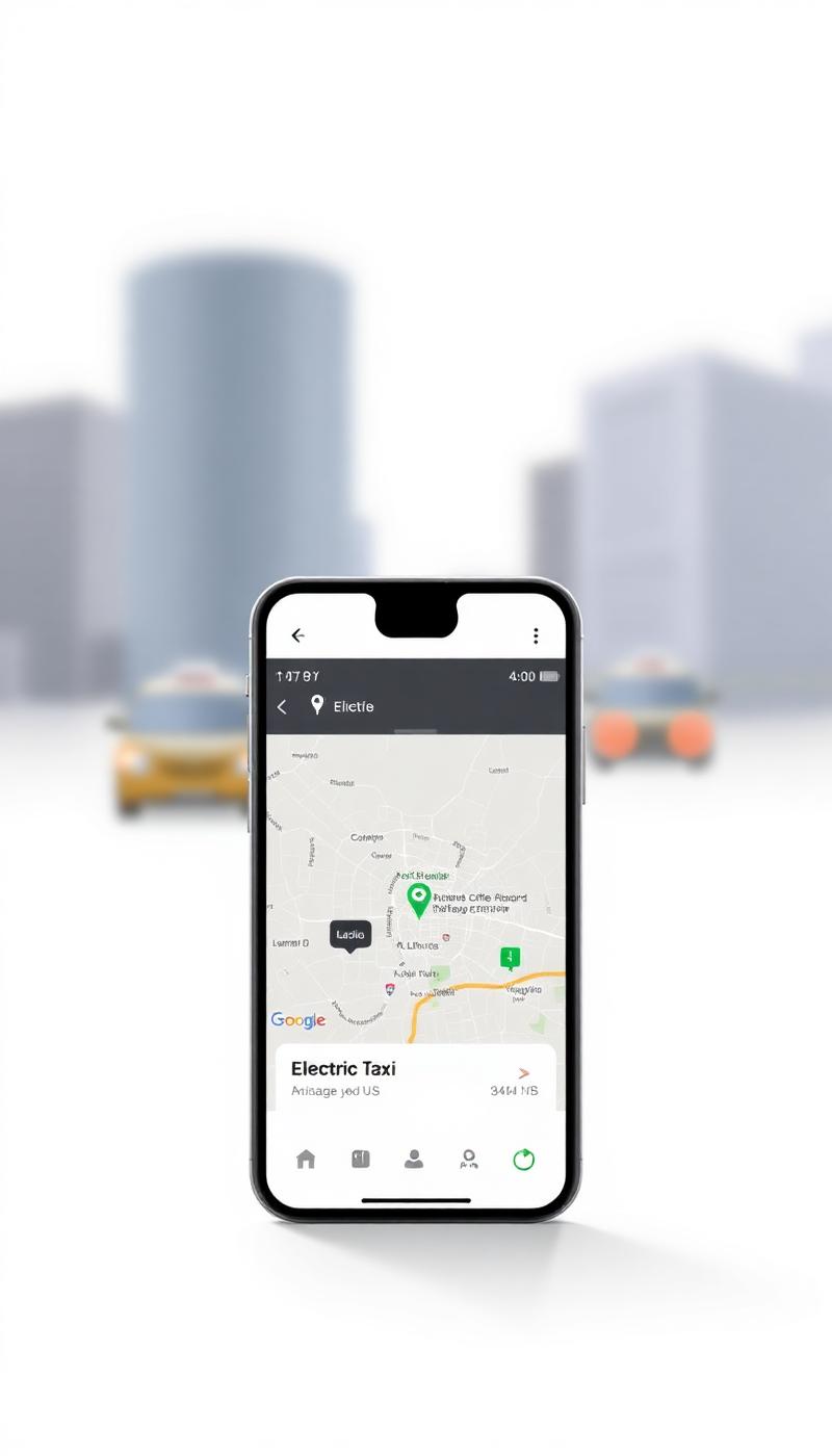 A WYN electric taxi pickup on a Lagos street, seen in the WYN app